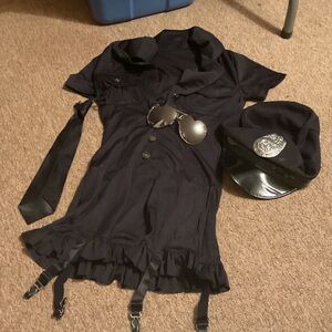 Black Costume Dress with Hat and Tie women’s police 👮